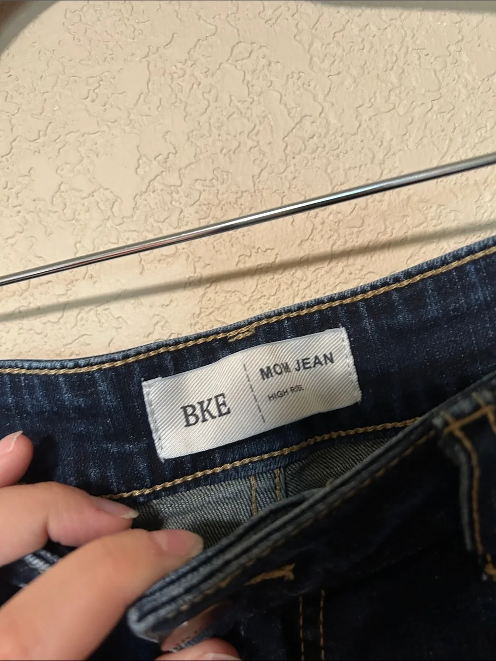 BKE Denim High Rise Distressed Straight Leg Jeans Size 32 Dark Wash Y2K